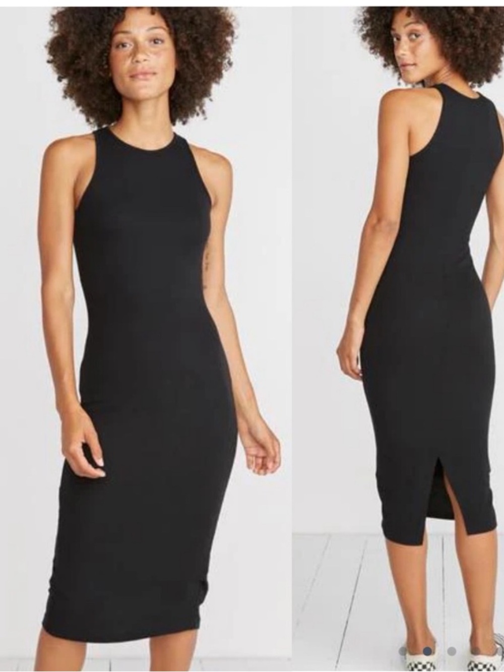 Marine Layer Lexi Daytime Midi Dress in Black Rib Small
